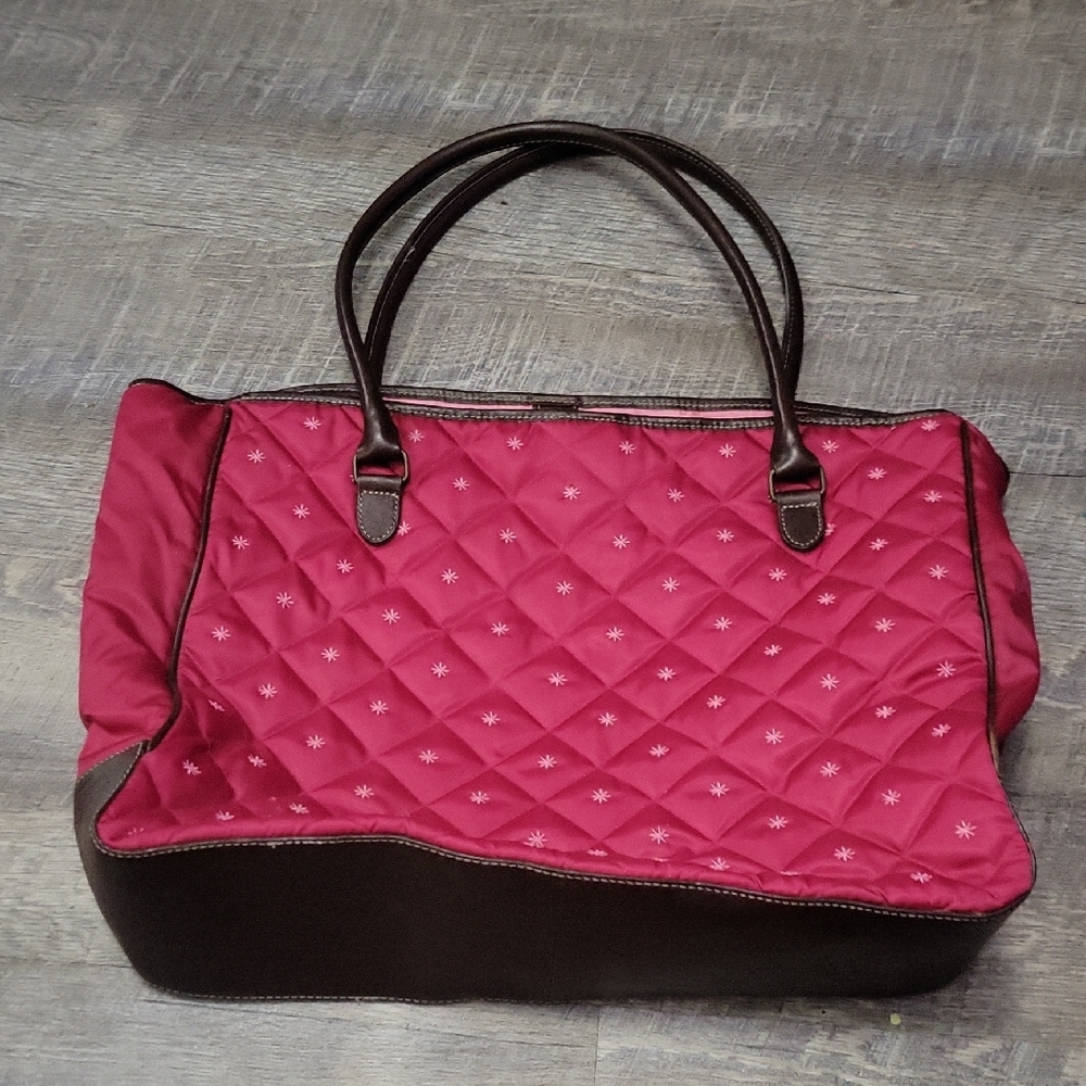 Eddie Bauer Pink and Brown Quilted Tote